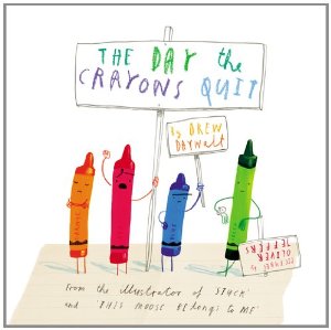 Cover from "The Day the Crayons Quit" by Drew Daywalt and illustrated by oliver Jeffers